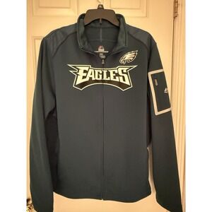 Majestic Philadelphia Eagles Green Full Zip Thermabase Jacket size Large